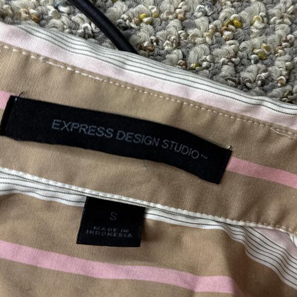 Gorgeous vintage y2k 90s brown & pink striped fitted button up top - Picture 6 of 6